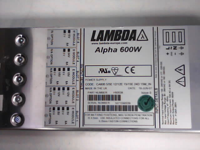 CA600 Power Supply, Lambda Alpha 600, H60638,  8 Outputs 