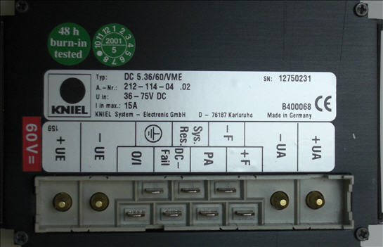DC5.36-60-VME Power Supply, Kniel DC5.36/36/60/VME 